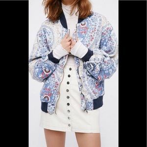 Free people, paisley print bomber jacket -S